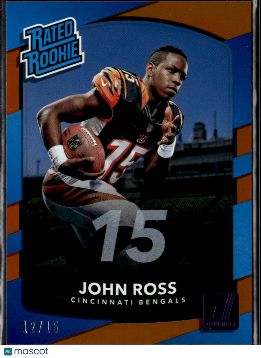 John Ross 2017 Donruss Rated Rookie Orange Jersey Number 12/15 Bengals