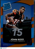 John Ross 2017 Donruss Rated Rookie Orange Jersey Number 12/15 Bengals