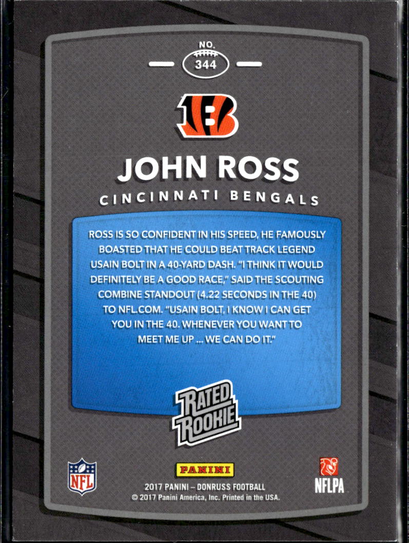 John Ross 2017 Donruss Rated Rookie Orange Jersey Number 12/15 Bengals