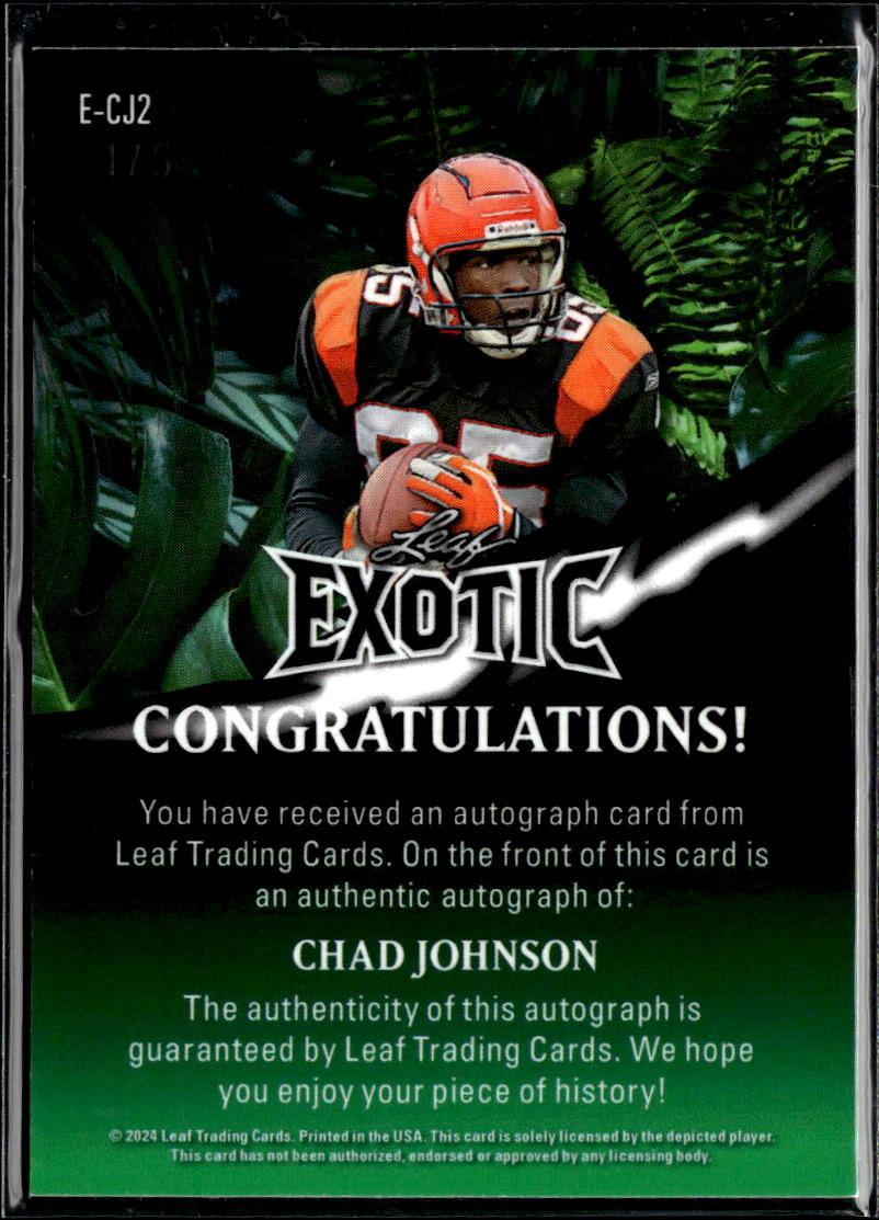 Chad Johnson 2024 Leaf Exotic Auto Autograph 1/5 Cincinnati Bengals
