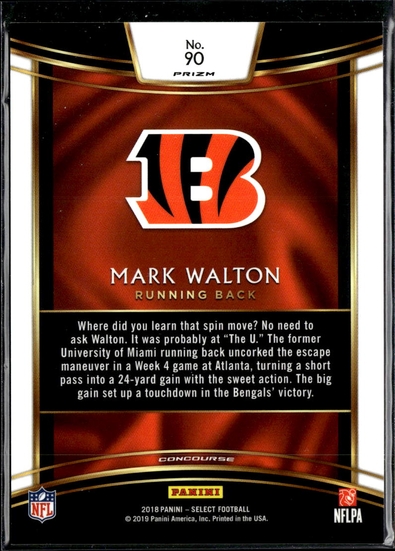 Mark Walton 2018 Select Zebra Prizm SSP SHORTPRINT Rookie RC Cincinnati Bengals