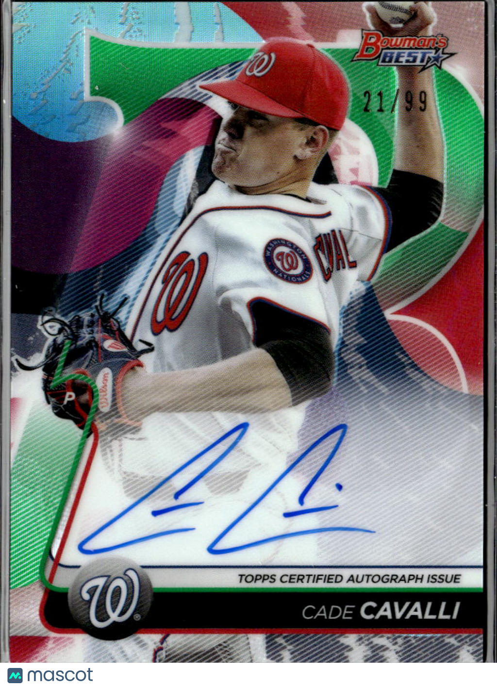 Cade Cavalli 2020 Bowman's Best Auto Autograph 21/99 Washington Nationals