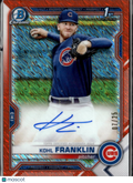 Kohl Franklin 2021 Bowman Chrome 1st Auto Autograph Orange 7/25 Chicago Cubs