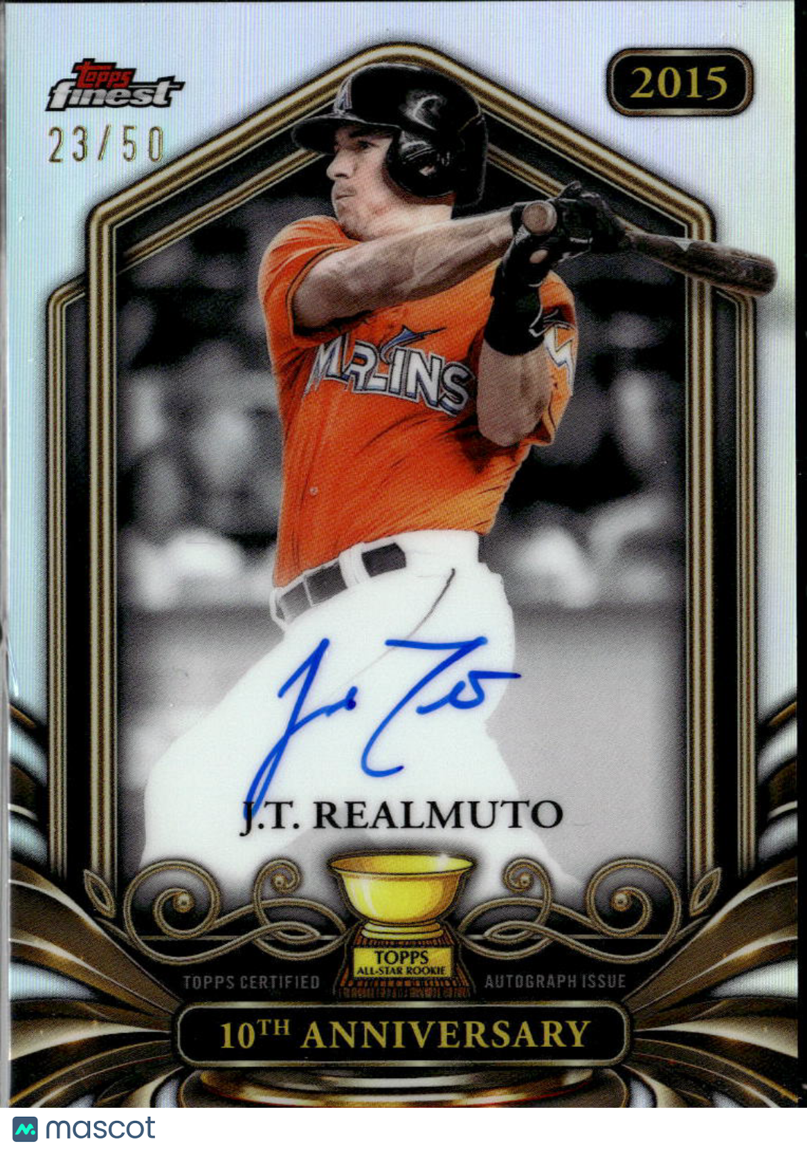 J.T. Realmuto 2026 Topps Finest Auto Autograph 23/50 Miami Marlins