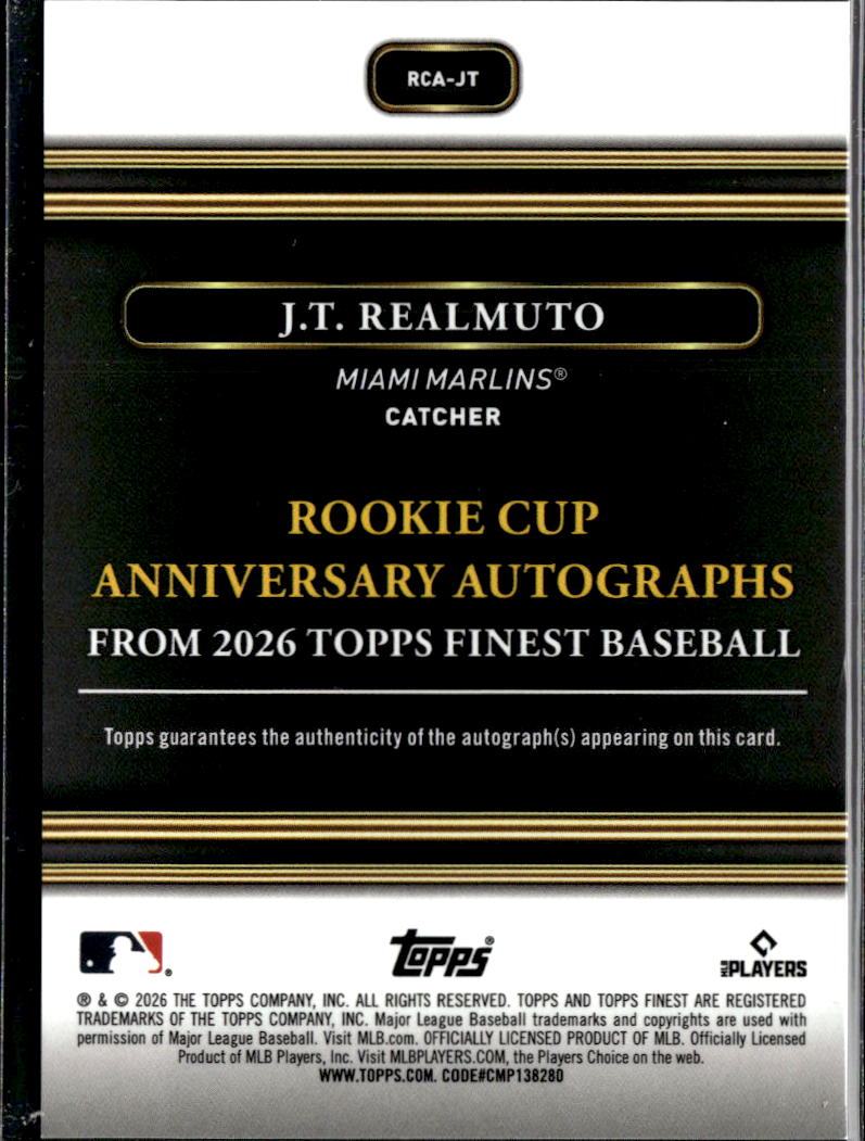 J.T. Realmuto 2026 Topps Finest Auto Autograph 23/50 Miami Marlins