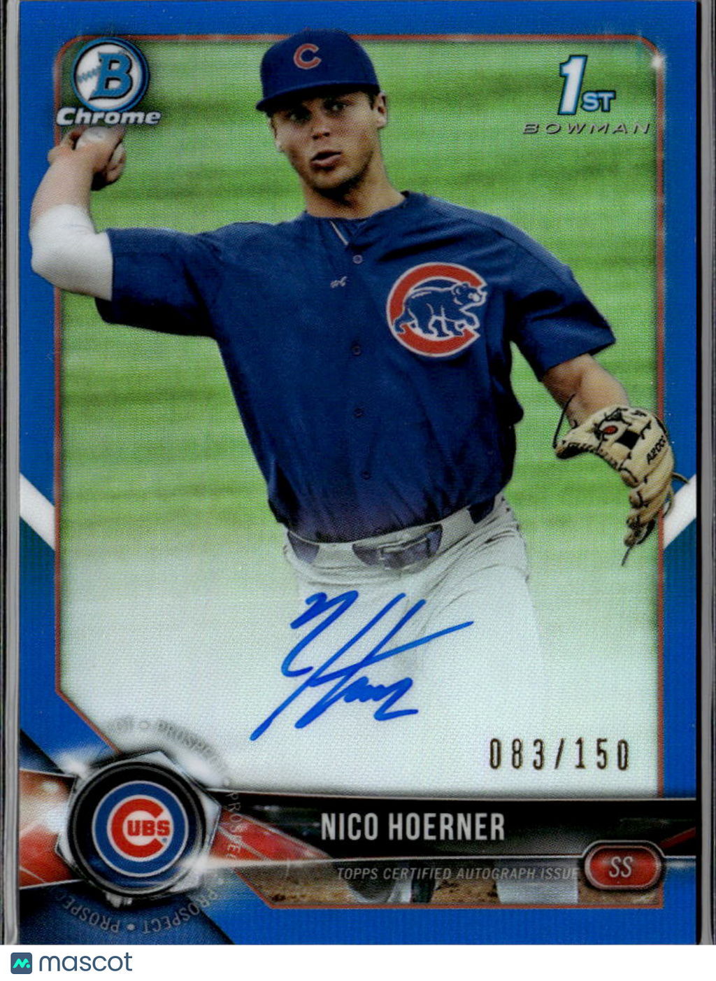 Nico Hoerner 2018 Bowman Chrome 1st Auto Autograph Blue 83/150 Chicago Cubs