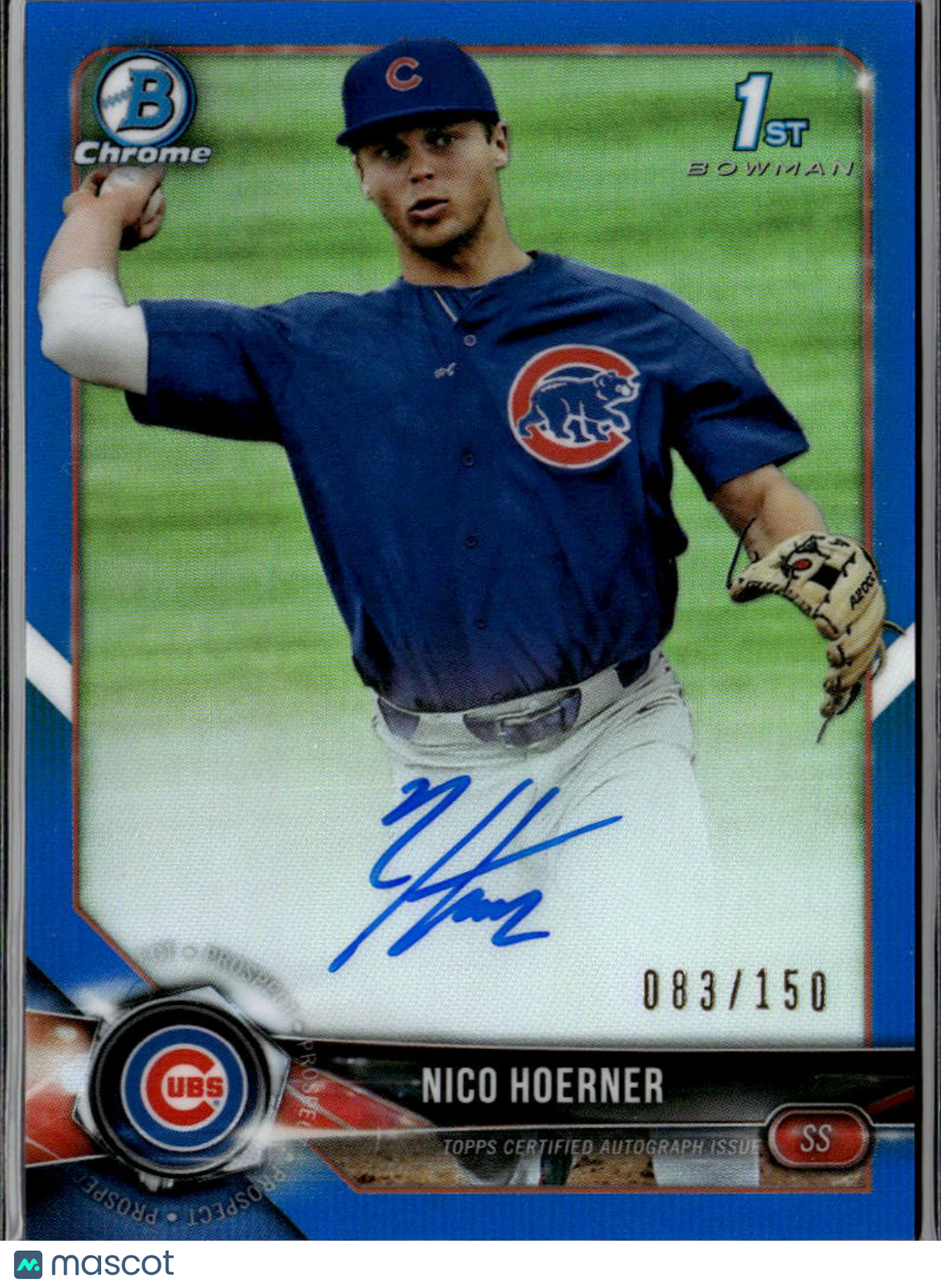 Nico Hoerner 2018 Bowman Chrome 1st Auto Autograph Blue 83/150 Chicago Cubs