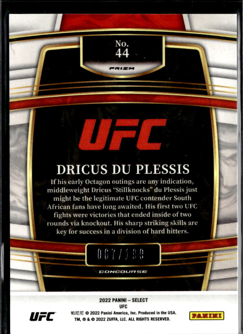 Dricus Du Plessis 2022 Select Light Blue Prizm Rookie RC UFC 67/199