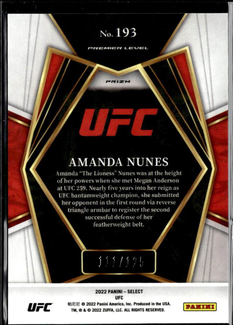 Amanda Nunes 2022 Select UFC Red Prizm Premier Level 111/125