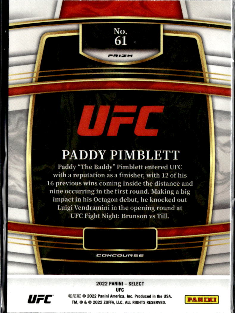 Paddy Pimblett 2022 Select Orange Shock Prizm Rookie RC UFC