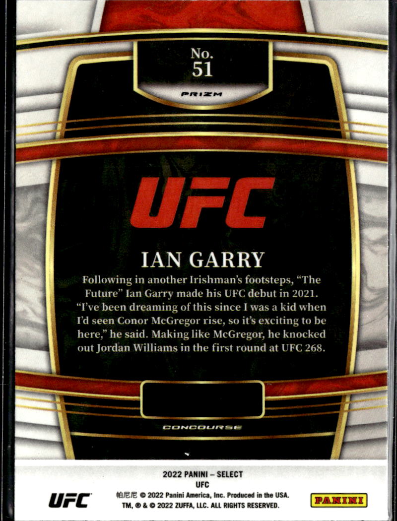 Ian Garry 2022 Select UFC Holo Blue Prizm Rookie RC