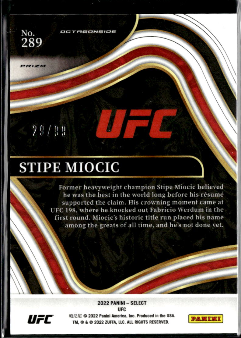 Stipe Miocic 2022 Select UFC Octagonside Red Disco Prizm 29/99