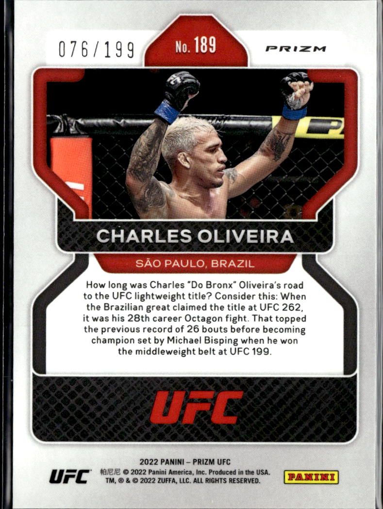 Charles Oliveira 2022 Prizm UFC Blue Prizm 76/199 Lightweight