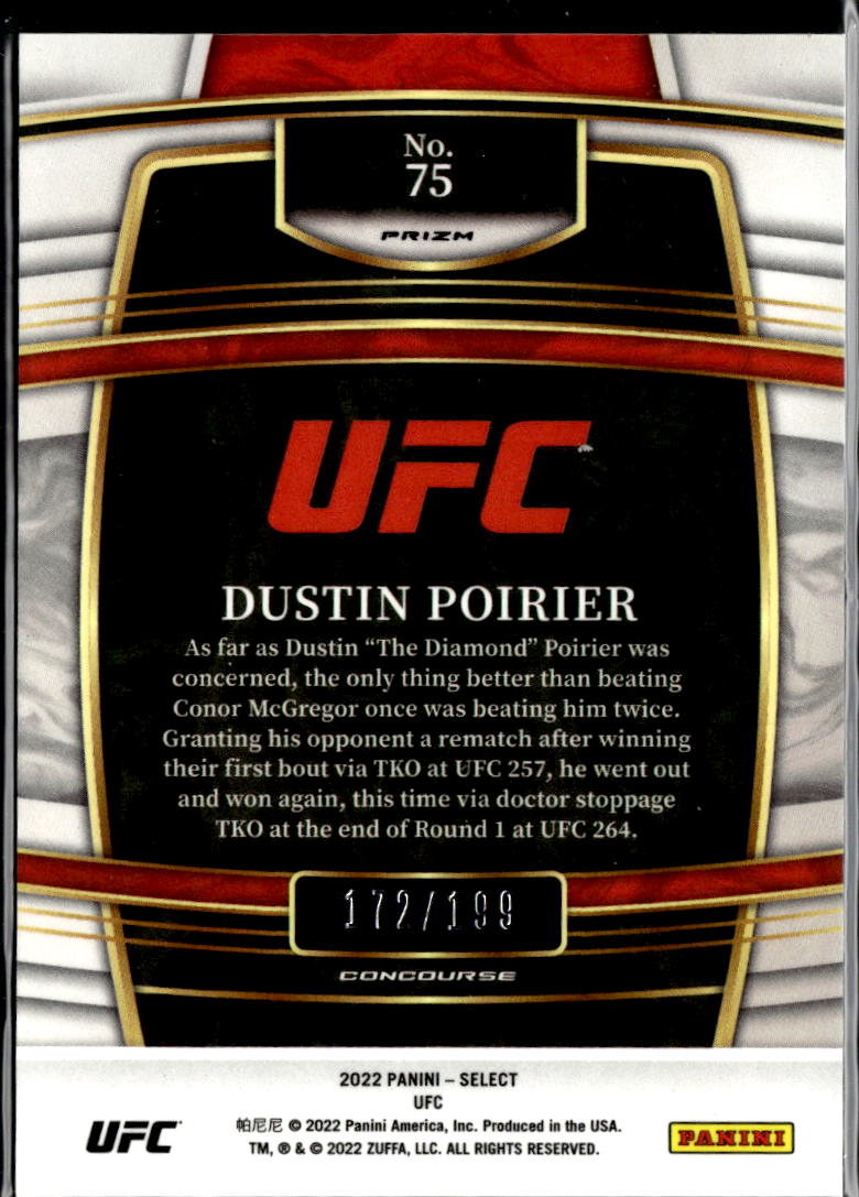Dustin Poirier 2022 Select Concourse Light Blue Prizm 172/199 Lightweight