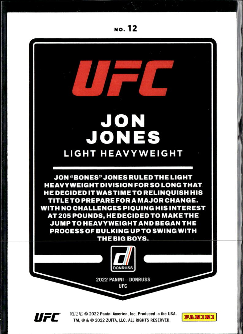 Jon Jones 2022 Donruss UFC Purple Laser Holo MMA