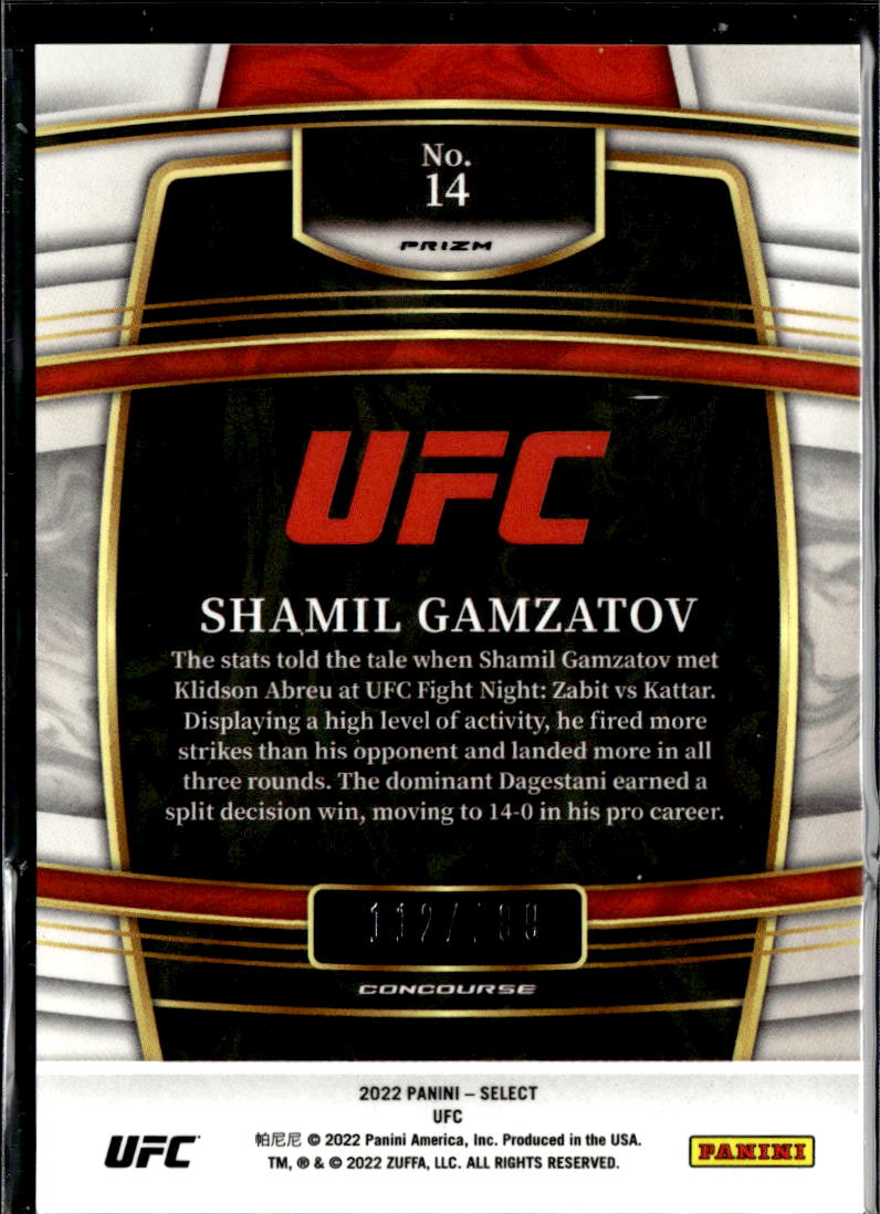 Shamil Gamzatov 2022 Select UFC RC Light Blue Prizm Rookie 112/199