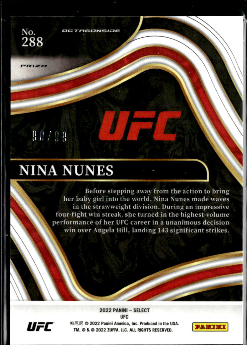 Nina Nunes 2022 Select Octagonside Red Disco Prizm 90/99 UFC