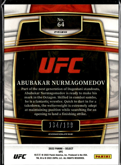 Abubakar Nurmagomedov 2022  Select UFC Concourse RC Light Blue Prizm 134/199