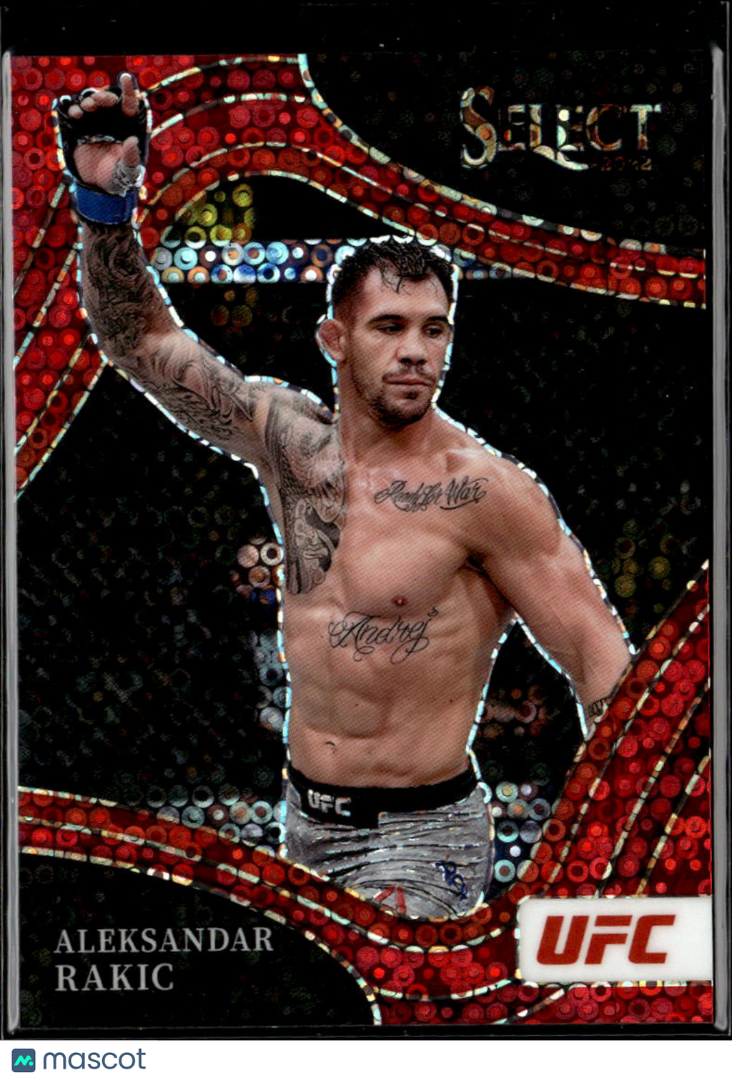 Aleksandar Rakic 2022 Select Octagonside Red Disco Prizm 58/99 UFC