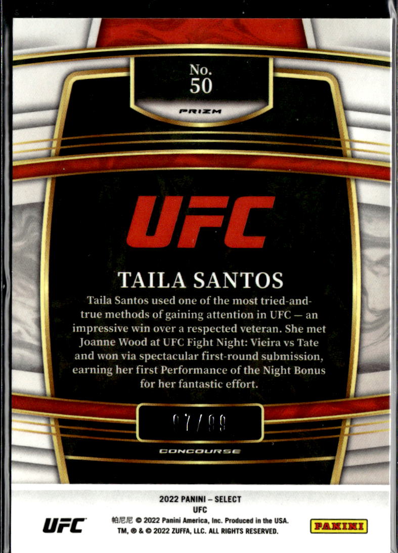 Taila Santos 2022 Select UFC Concourse Rookie RC Red Disco Prizm 97/99