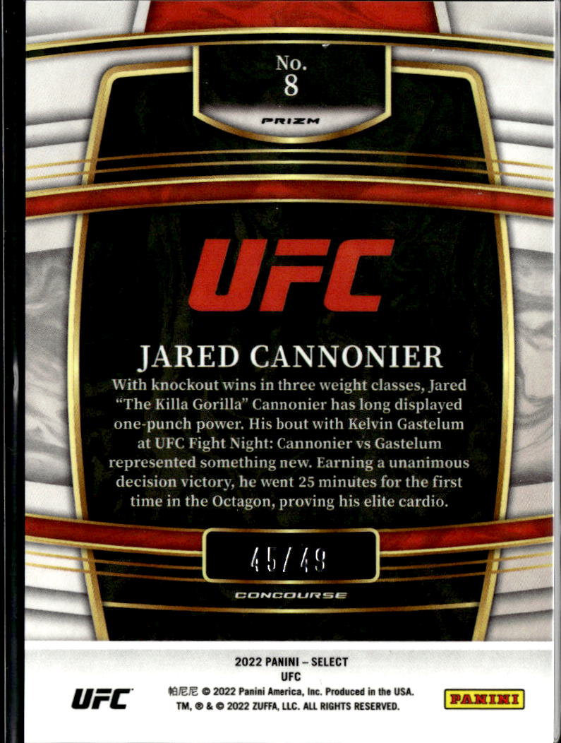 Jared Cannonier 2022 Select Concourse Blue Disco Prizm 45/49