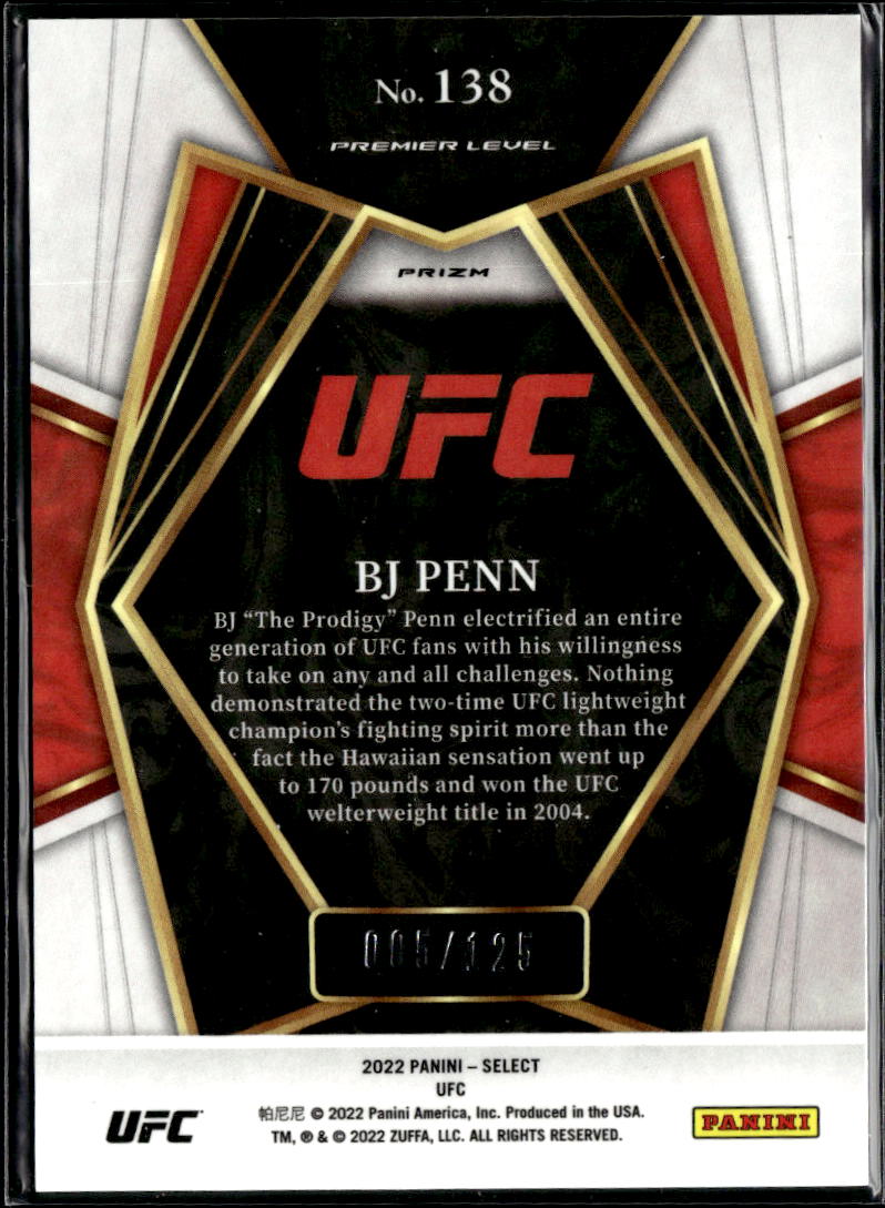 BJ Penn 2022 Panini Select UFC Red Prizm 5/125