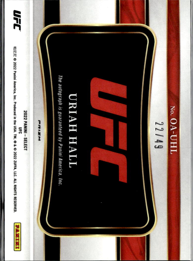 Uriah Hall 2022 Panini Select Prizm Auto Autograph Blue UFC 22/49