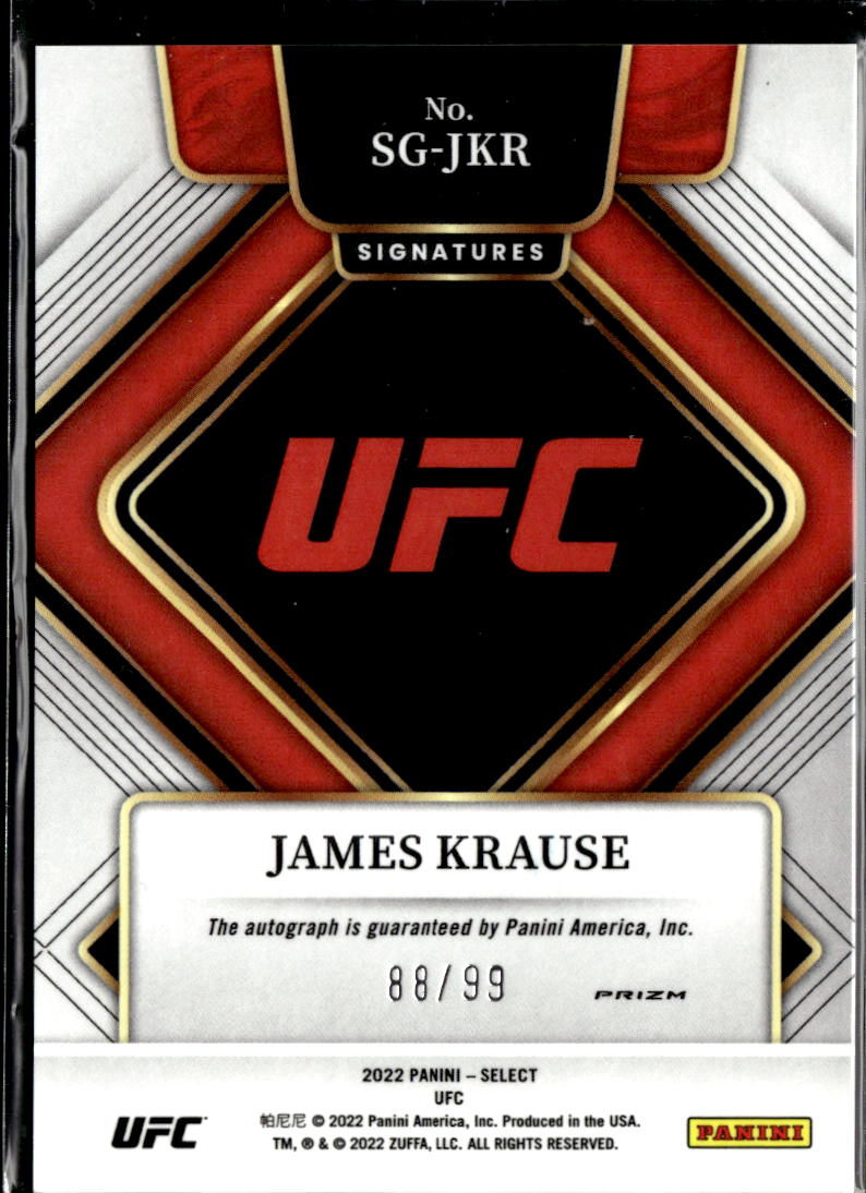 James Krause 2022 Select Signatures Auto Autograph Red 88/99 Welterweight