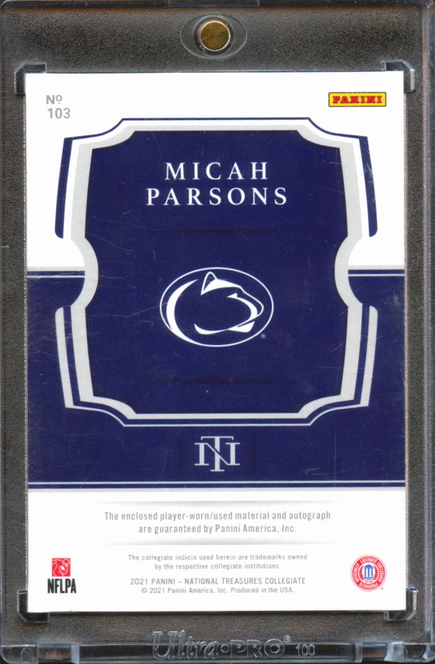 Micah Parsons 2021 National Treasures Auto Autograph Patch RC Penn State 75/99