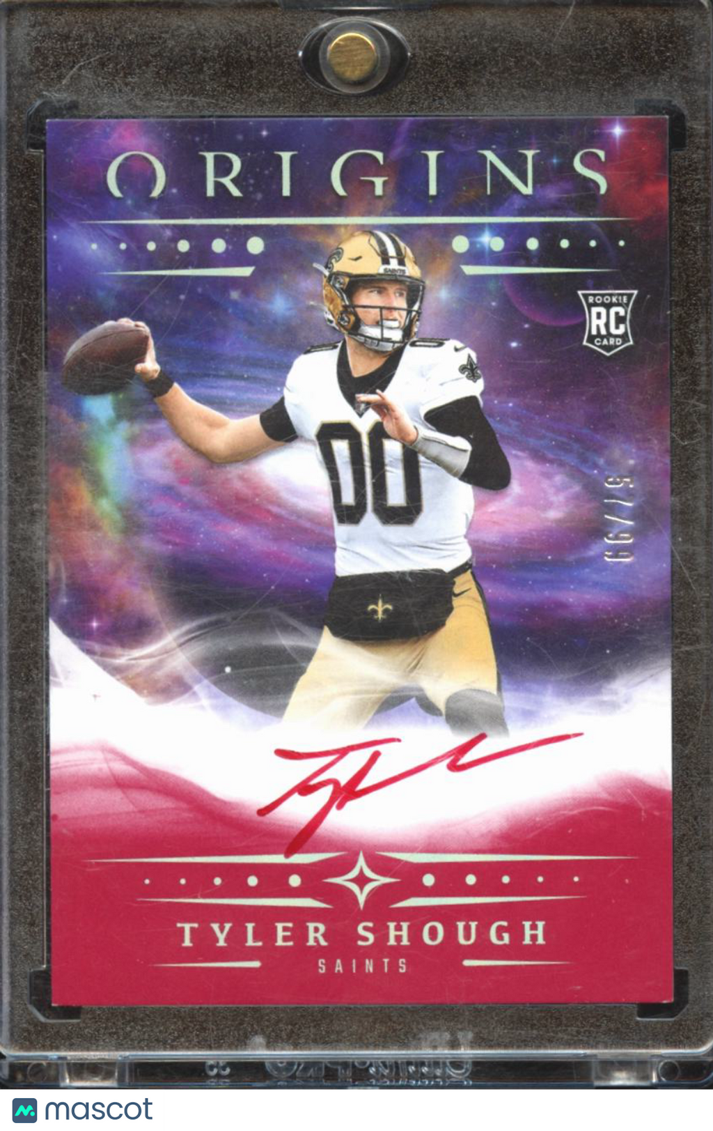 Tyler Shough 2025 Origins Red Ink Auto Autograph RC 57/99 New Orleans Saints