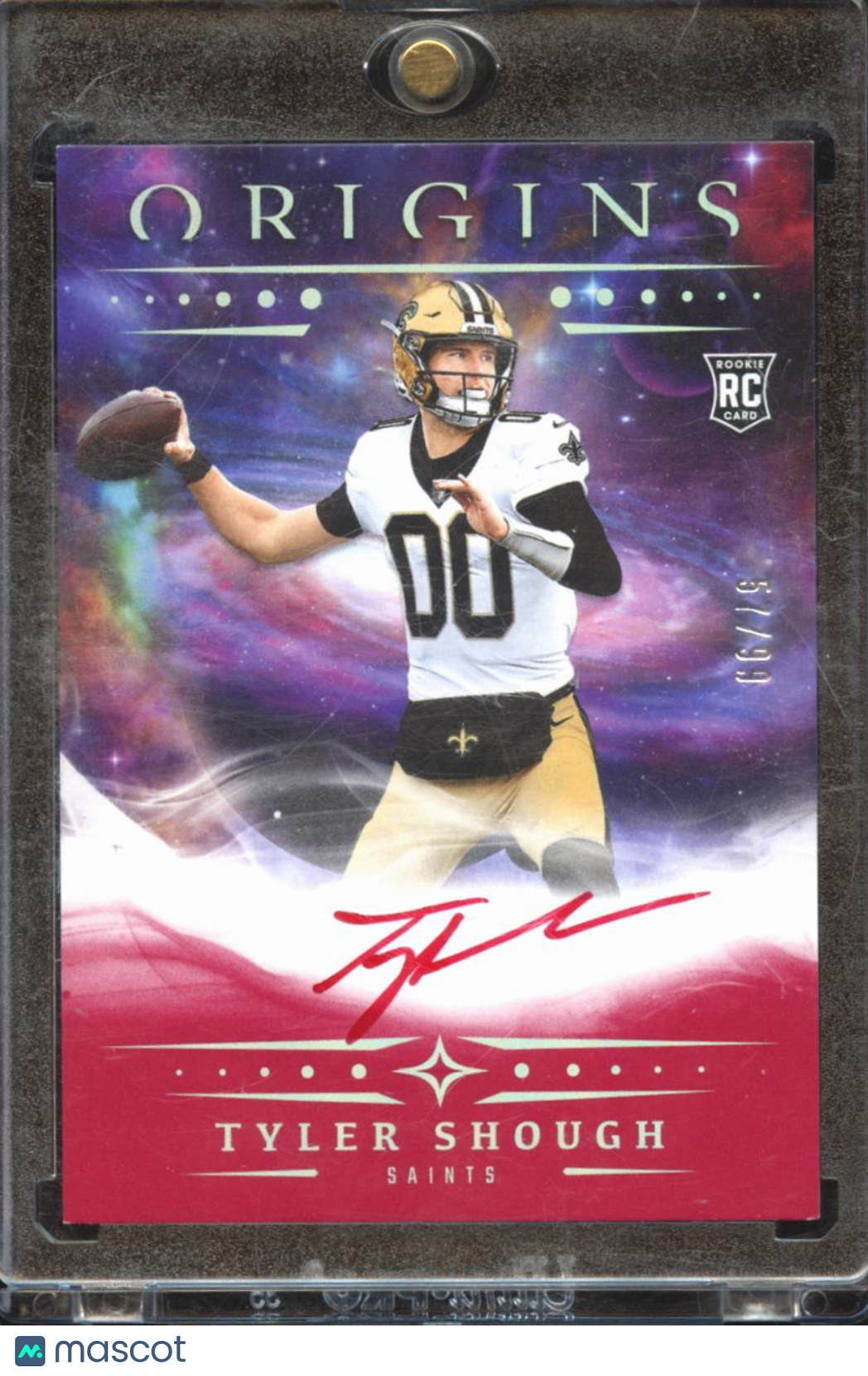 Tyler Shough 2025 Origins Red Ink Auto Autograph RC 57/99 New Orleans Saints