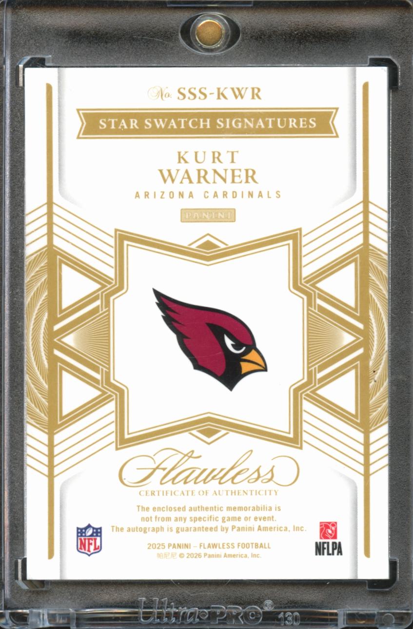 Kurt Warner 2025 Flawless Star Auto Autograph Patch 11/25 Arizona Cardinals