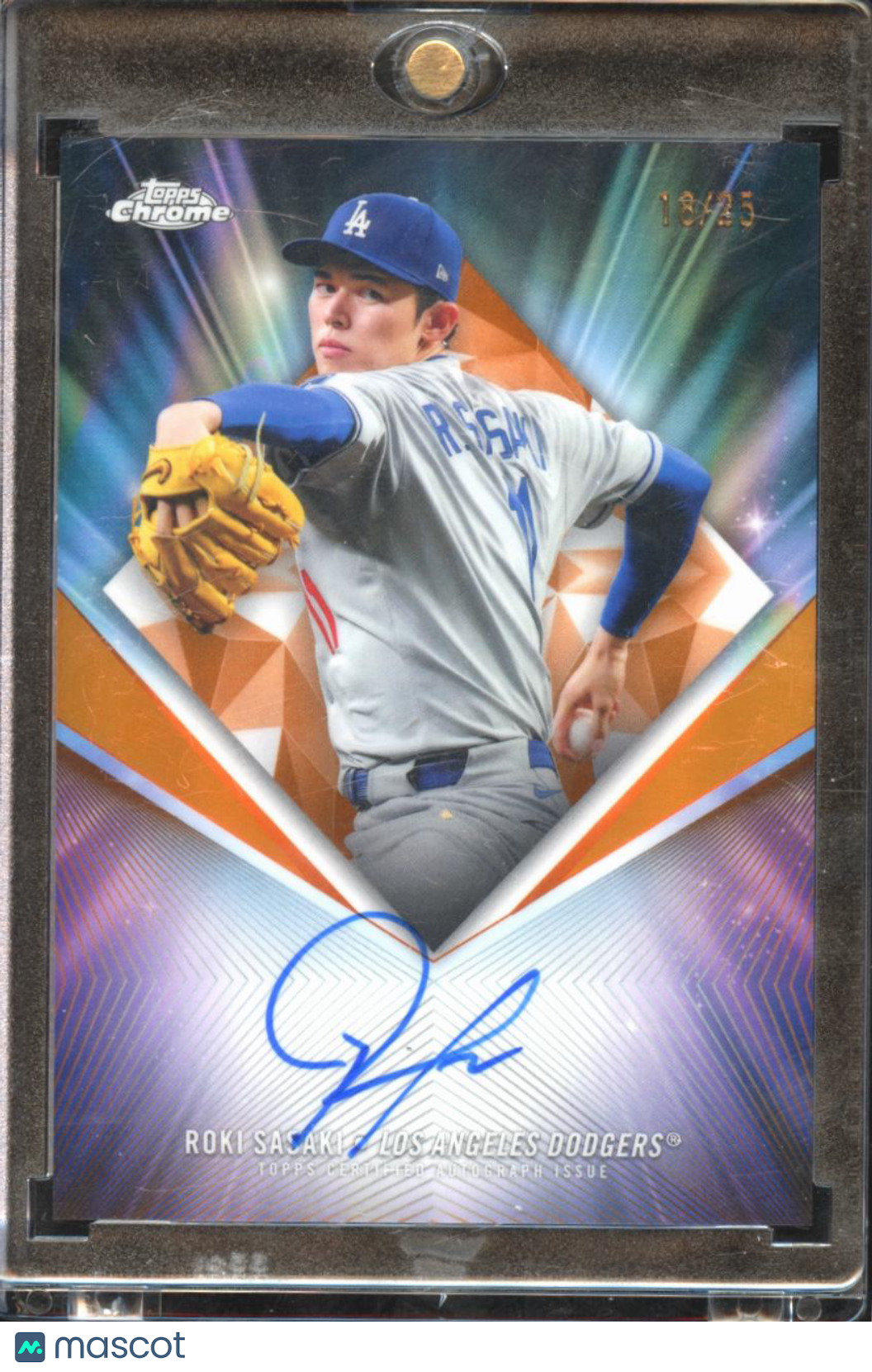 Roki Sasaki 2026 Topps Chrome 75th Orange Auto Autograph /25 Los Angeles Dodgers