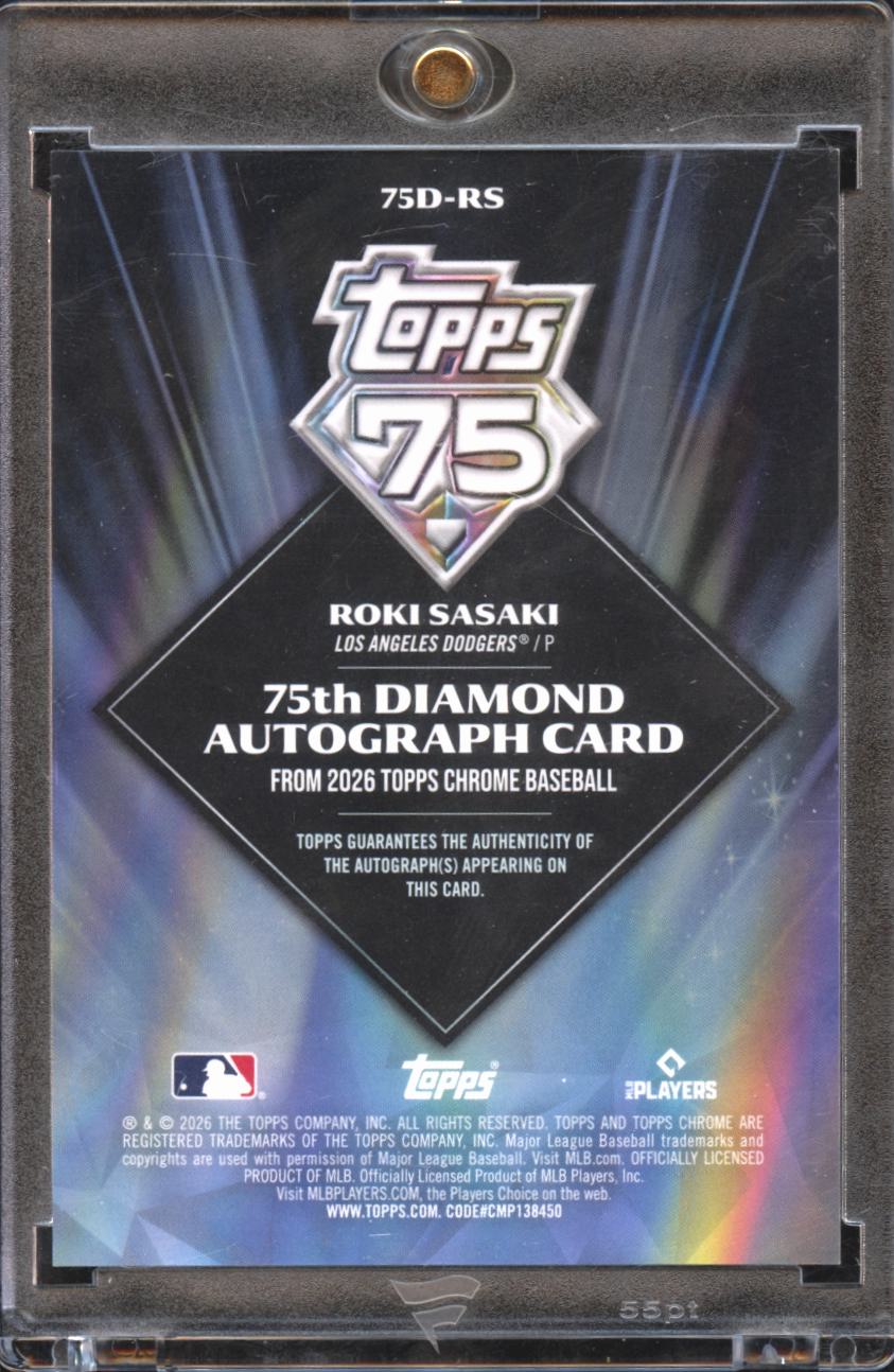 Roki Sasaki 2026 Topps Chrome 75th Orange Auto Autograph /25 Los Angeles Dodgers