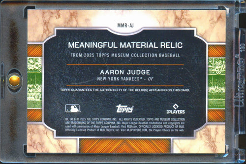 Aaron Judge 2025 Topps Museum Collection Jersey Patch 34/35 New York Yankees