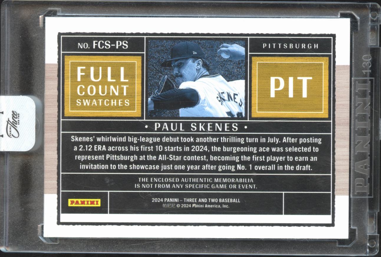 Paul Skenes 2024 Three and Two Jersey Patch RC 2/15Pittsburgh Pirates