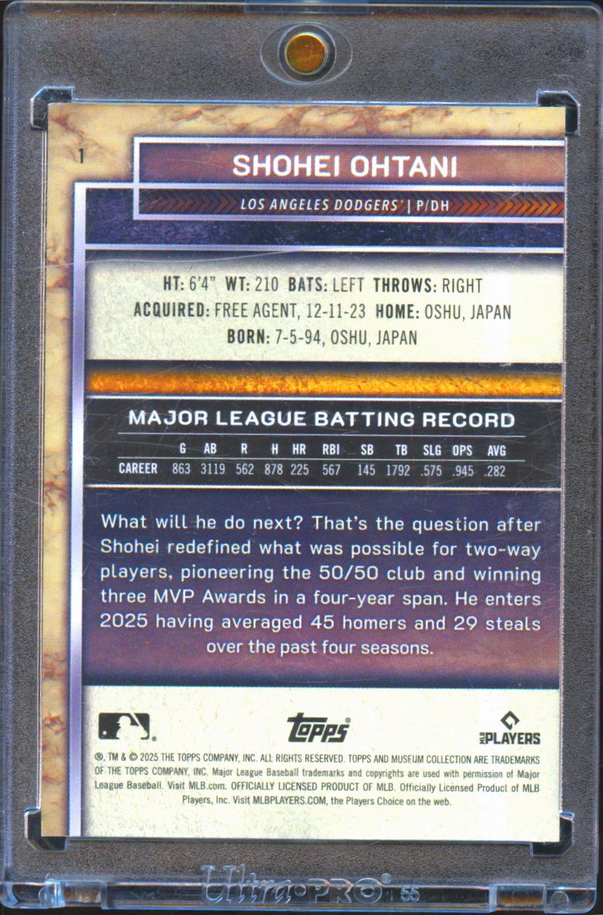 Shohei Ohtani 2025 Topps Museum Collection Blue 147/150 Los Angeles Dodgers