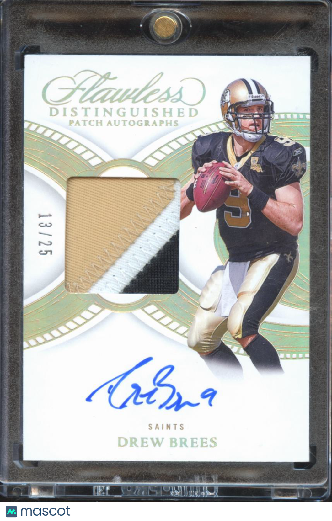 Drew Brees 2025 Flawless Auto Autograph 3 Color Patch 13/25 New Orleans Saints