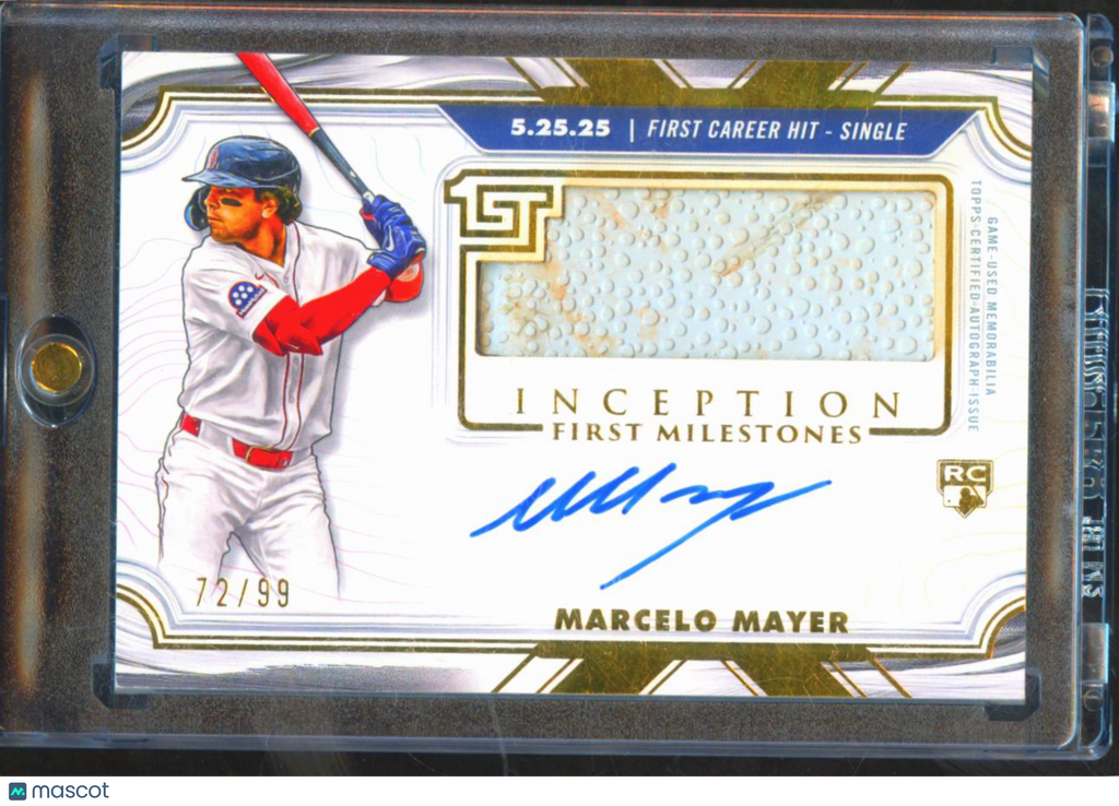 Marcelo Mayer 2025 Topps Inception Game Used Base Auto Autograph 72/99 Red Sox