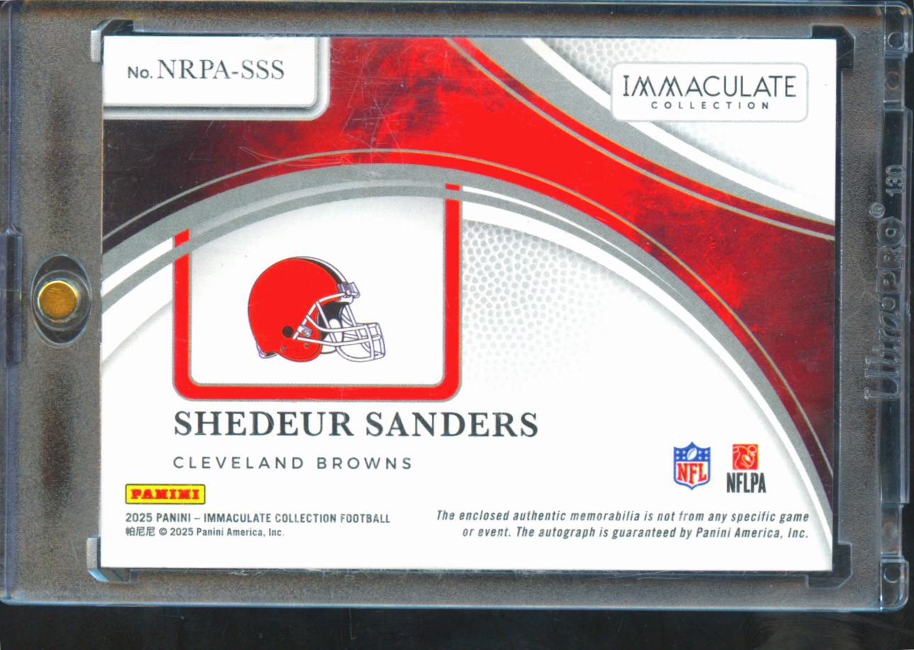 Shedeur Sanders 2025 Immaculate Auto Autograph Patch RC 8/12 Cleveland Browns