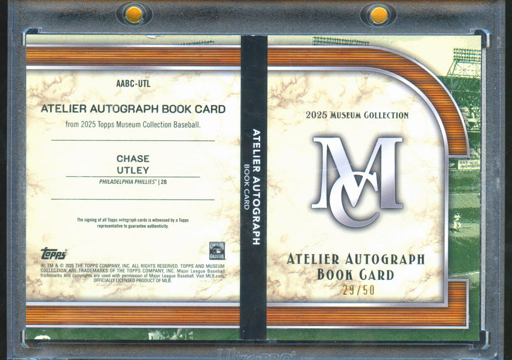 Chase Utley 2025 Topps Museum Collection Atelier Auto Autograph 29/50 Phillies