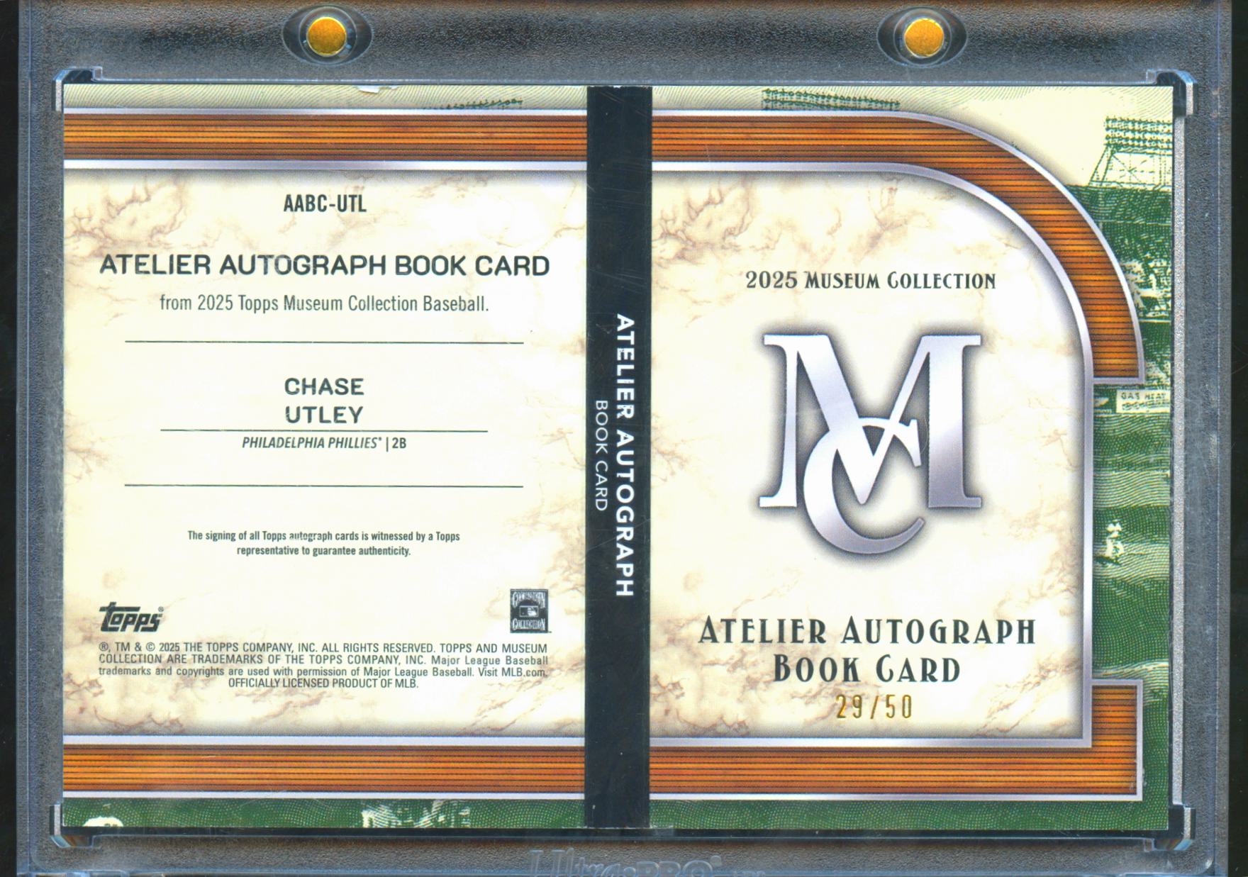 Chase Utley 2025 Topps Museum Collection Atelier Auto Autograph 29/50 Phillies