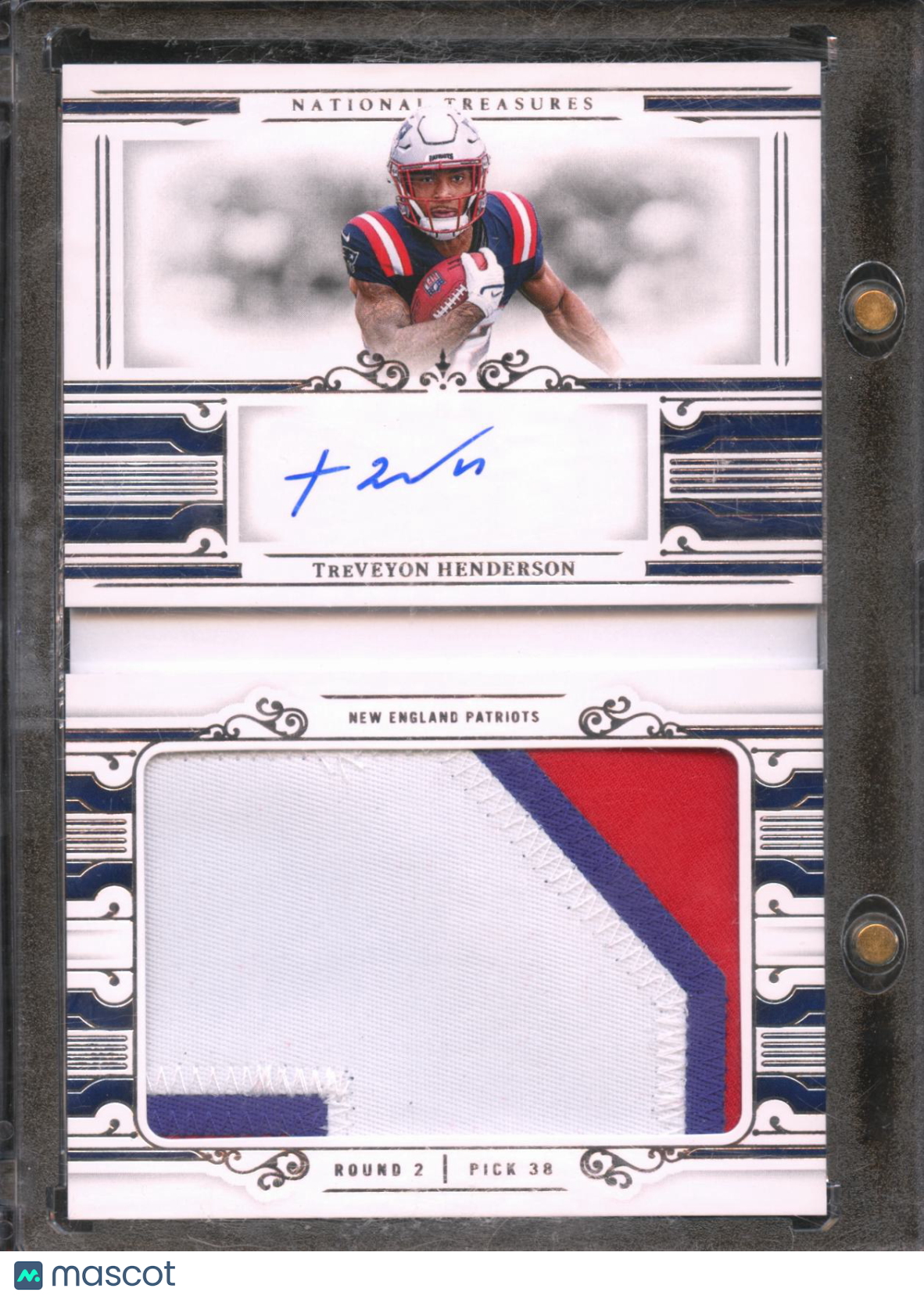 TreVeyon Henderson 2025 National Treasures Autograph Patch Booklet /99 Patriots