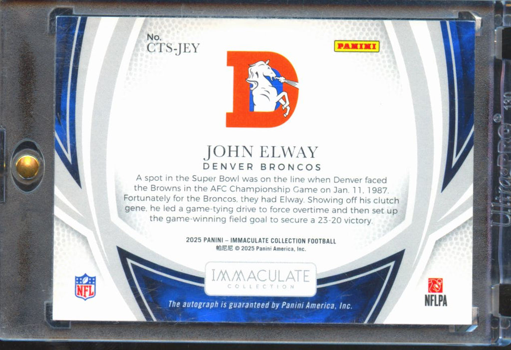 John Elway 2025 Immaculate Clutch Time Auto Autograph 4/10 Denver Broncos