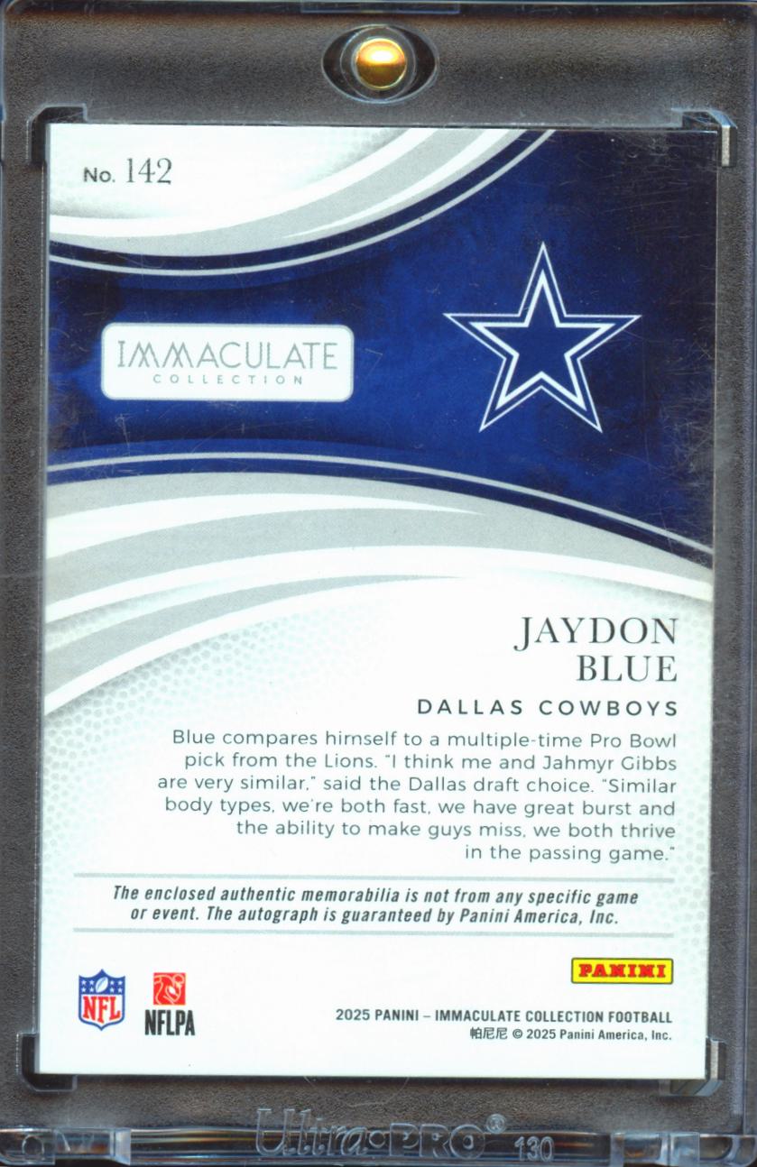Jaydon Blue 2025 Immaculate Auto Autograph Patch RC 2/25 Dallas Cowboys