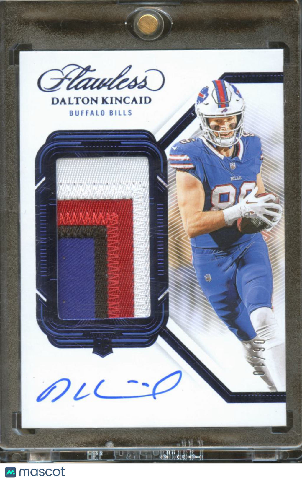 Dalton Kincaid 2023 Flawless Auto Autograph Patch BLUE 6/10 Buffalo Bills