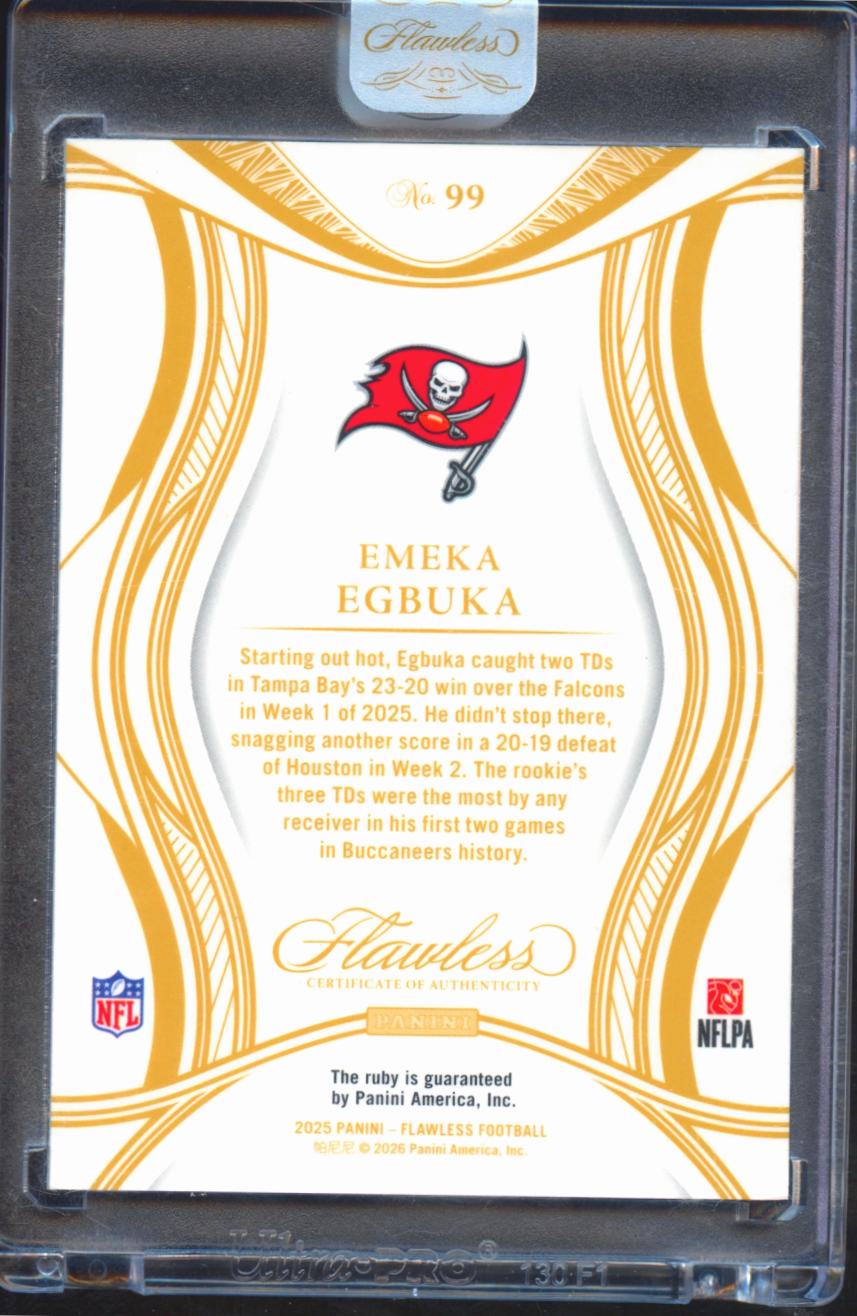 Emeka Egbuka 2025 Flawless Ruby Gem Rookie RC 22/25 Tampa Bay Buccaneers