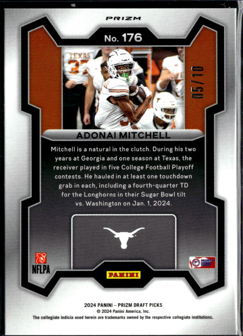 Adonai Mitchell 2024 Panini Prizm Draft Picks RC Gold /10 Texas Longhorns
