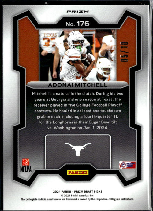 Adonai Mitchell 2024 Panini Prizm Draft Picks RC Gold /10 Texas Longhorns