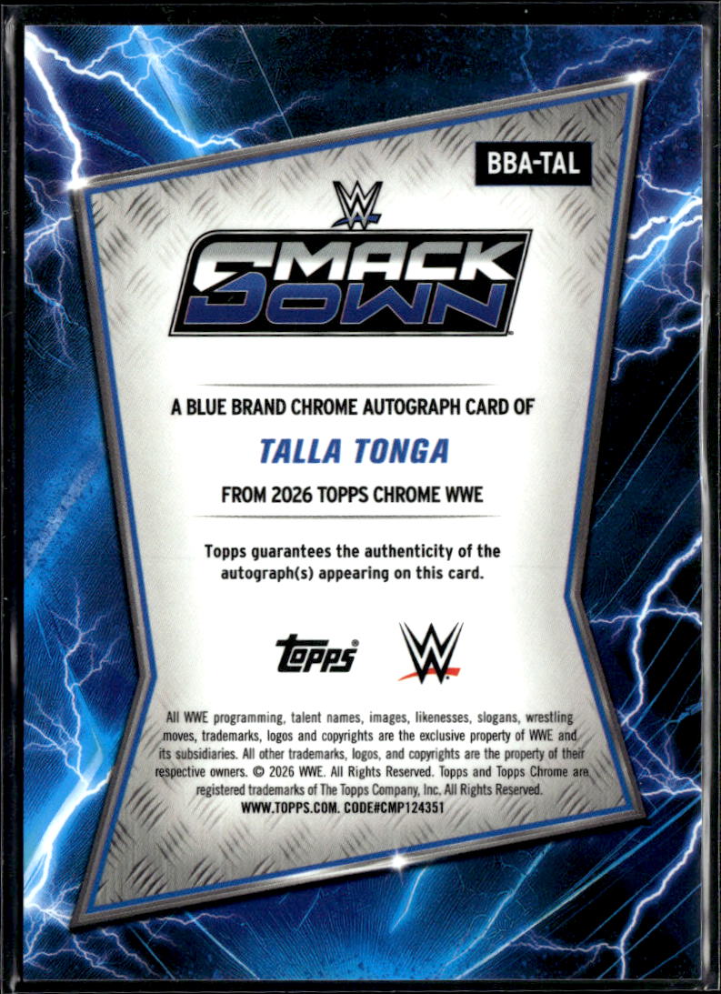 Talla Tonga 2026 Topps Chrome WWE Auto Autograph RC SmackDown